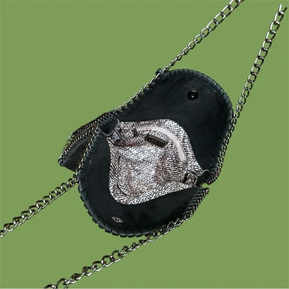 Urban Expressions Black Shimmer Chain-Edge Shoulder Bag. Vegan! NWOT!